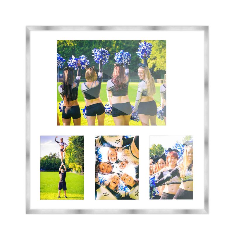 14.5x16 Wood Collage Frame with a White Mat for 8x10 & 4x6 Pictures