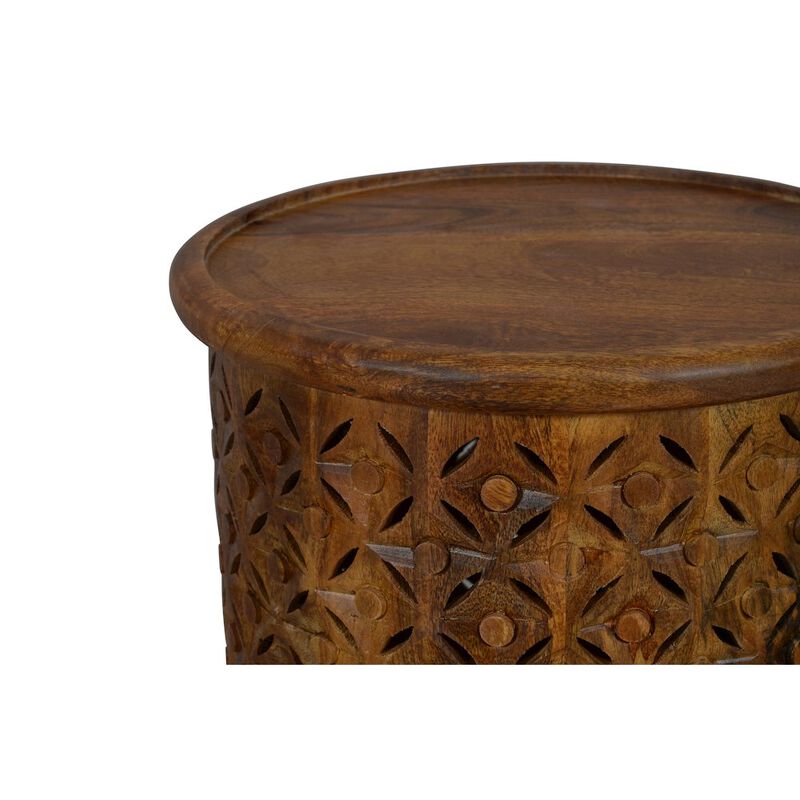 Jofran Decker Small Distressed Hardwood Global Drum End Table