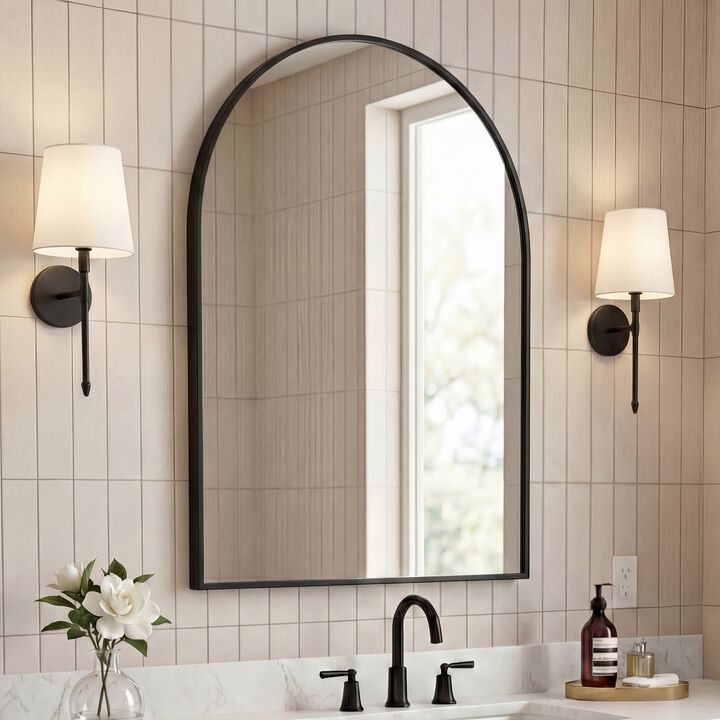 Elodie Arched Metal Framed Wall Mounted Mirror