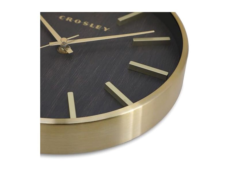Crosley Gold Wood Metal Sleek Hands Wall Clock Modern Battery Operated image number 3