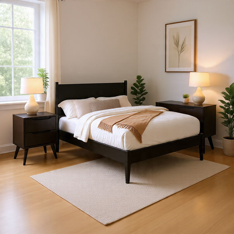 Bedroom Set in Wood &ndash; 3 Piece Set with 2 Nightstands image number 1
