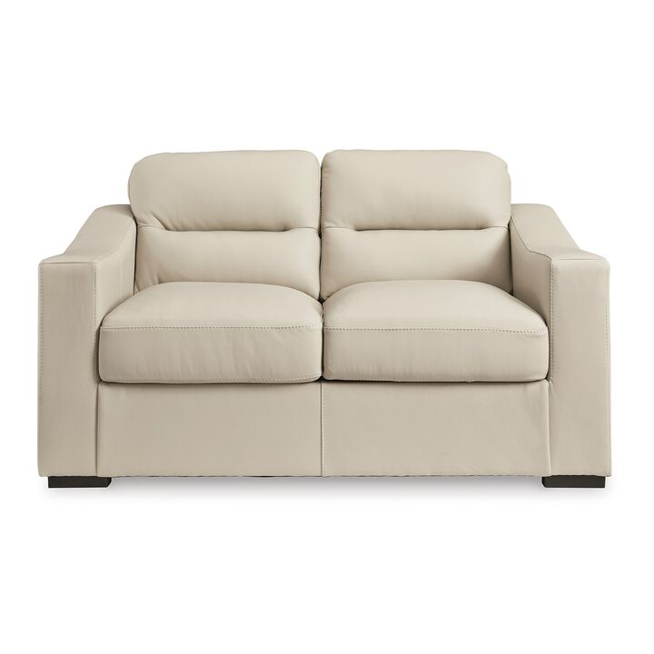 Rove Loveseat, Plush Cushioned Cream Real and Faux Leather, 67 Inch