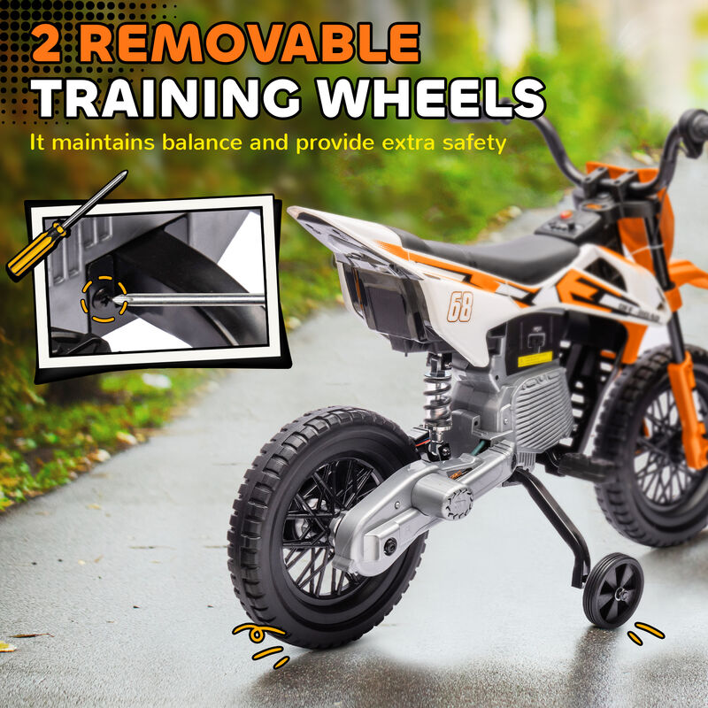 BreeBe 12V Kids Electric Motorcycle w/ Twist Grip Throttle, Training Wheels, Rear Suspension & Music image number 4