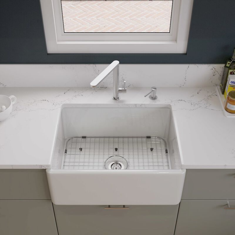 ALFI brand White 26 Contemporary Smooth Apron Fireclay Farmhouse Kitchen Sink