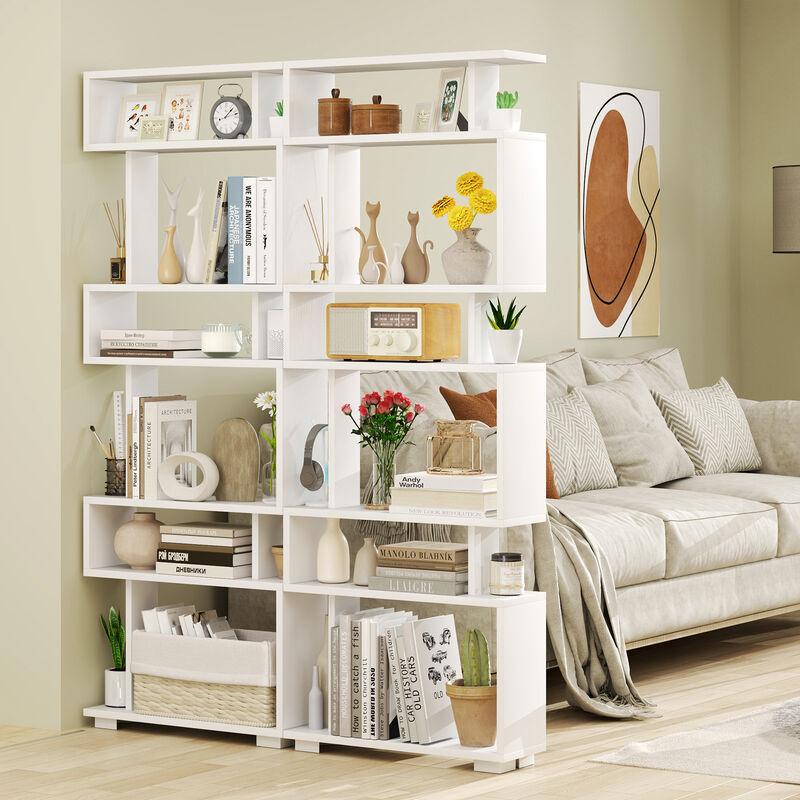 Tall 6-Shelf Bookcase with Anti-Tip Hardware &ndash; Freestanding Display Organizer