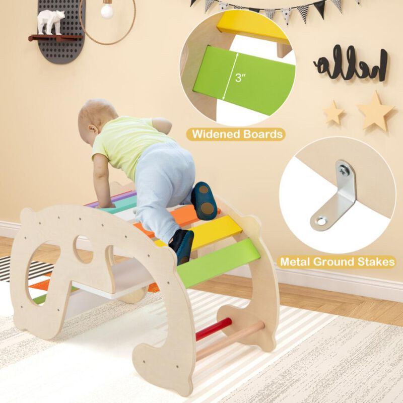Hivvago 2-in-1 Rocking Horse Arch for Kids Montessori Climbing Toys with Arch Climber