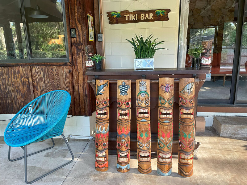 Set of 5 Double Tiki Mask Animal Totem Hand Carved Wall Decor Sculpture 40 Inch image number 7