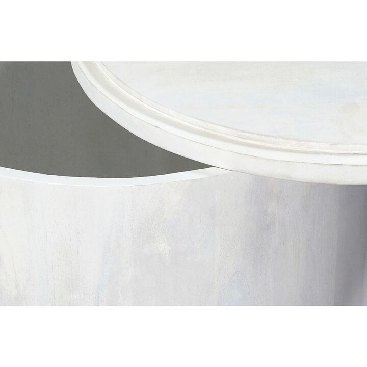 Carolina Chair & Table Sable 30 Round Nesting Coffee Table - Whitewash