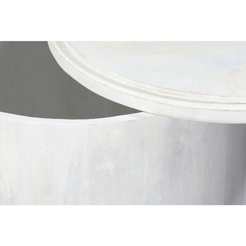 Carolina Chair & Table Sable 30 Round Nesting Coffee Table - Whitewash