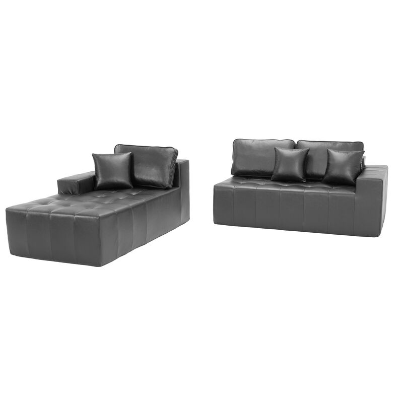 Lubcle Faux Leather Compression Sofa image number 5
