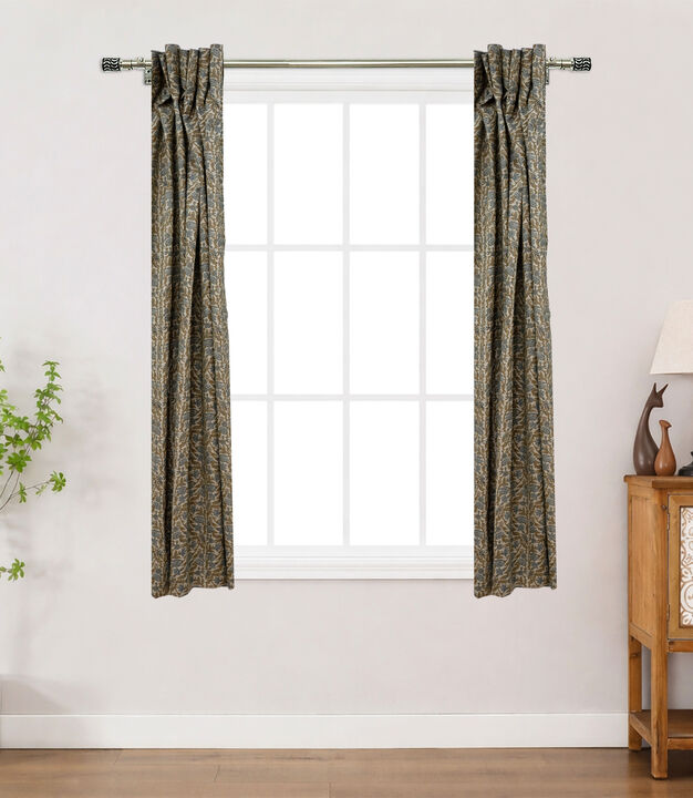 Fabdivine Floral Block Print Drape Rustic Linen 54x96 Inch Curtain for Door & Window Decoration, Vanmala