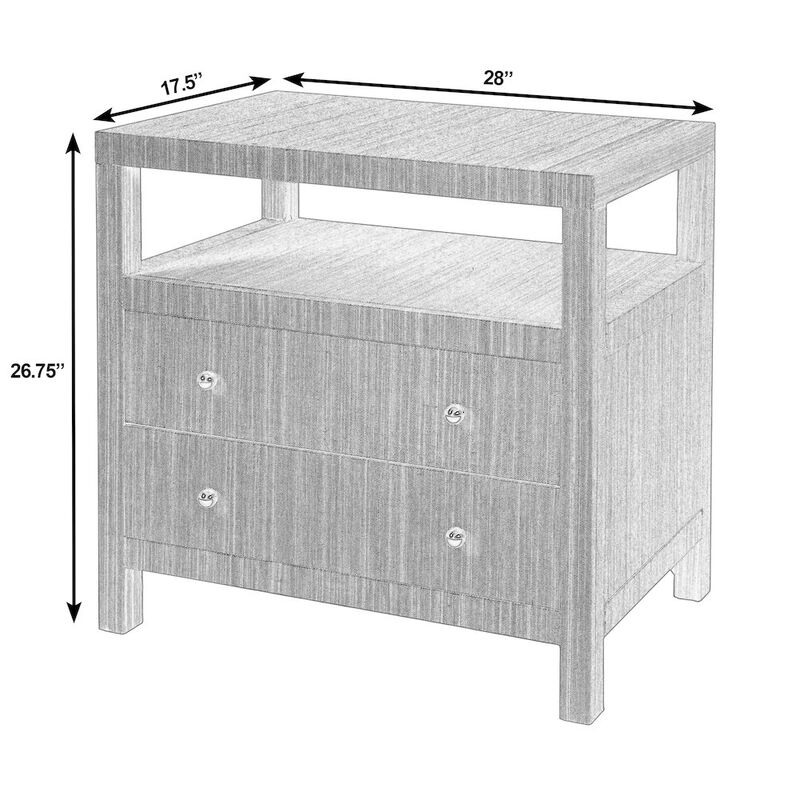 Butler Specialty Nora 28 in. W Raffia 2 Drawer Nightstand with Top Open Shelf, Blue image number 2