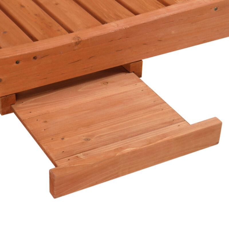 Outdoor Garden Fir Bed with Wheels, Two-Speed Adjustable Wooden Planter Box with Storage Drawers image number 7