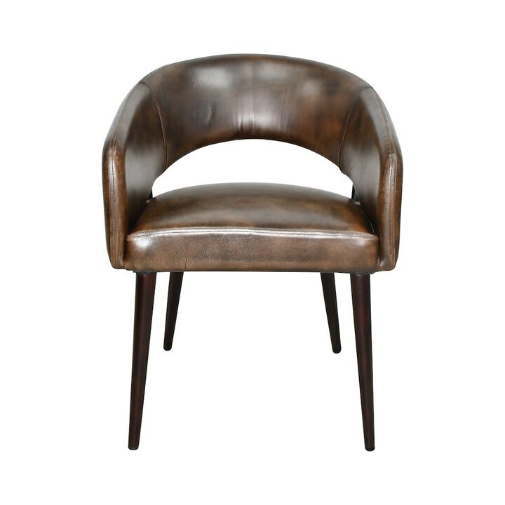 World Interiors Thorpe Dining Chair in Antique Whiskey Leather with Walnut Legs
