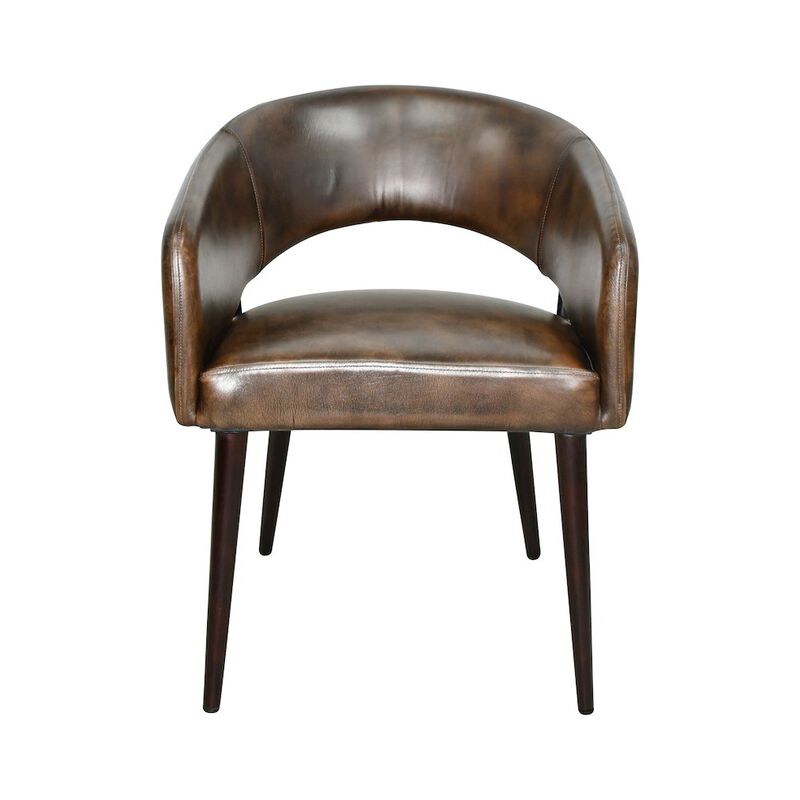 World Interiors Thorpe Dining Chair in Antique Whiskey Leather with Walnut Legs image number 0