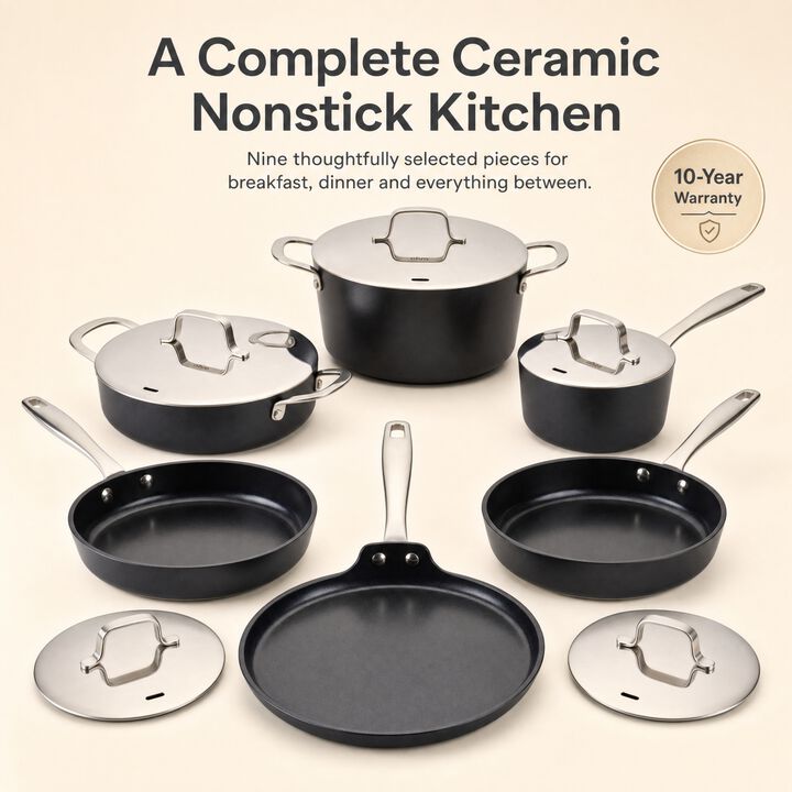 Alva Maestro 9-Piece Ceramic Nonstick Cookware Set