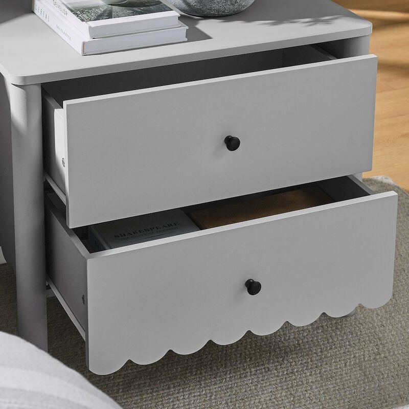 Modway Emmeline Scalloped 2-Drawer Nightstand in Light Gray image number 8