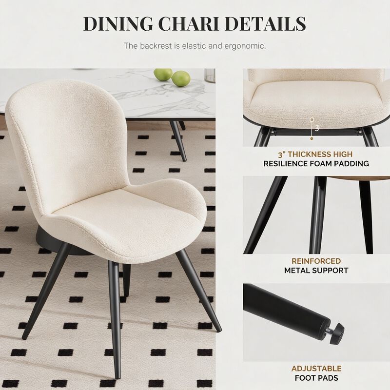 Modern Ribbed Upholstered Dining Chair Set of 4 image number 6