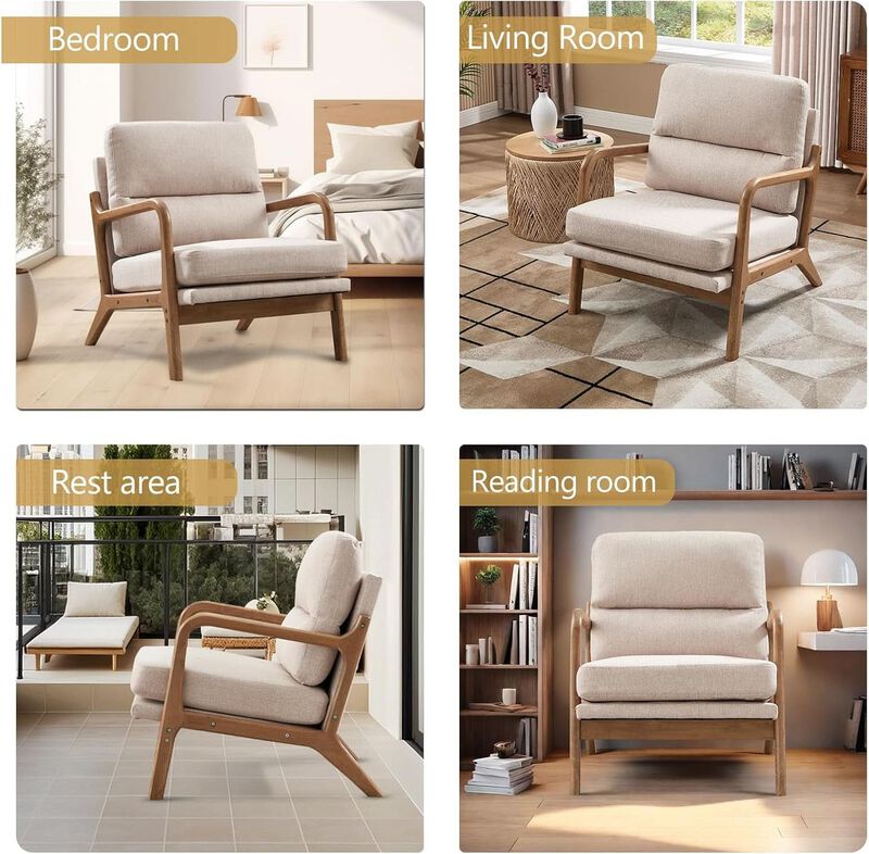 ShipItFurniture Mid-Century Velvet Armchair, Beige image number 6