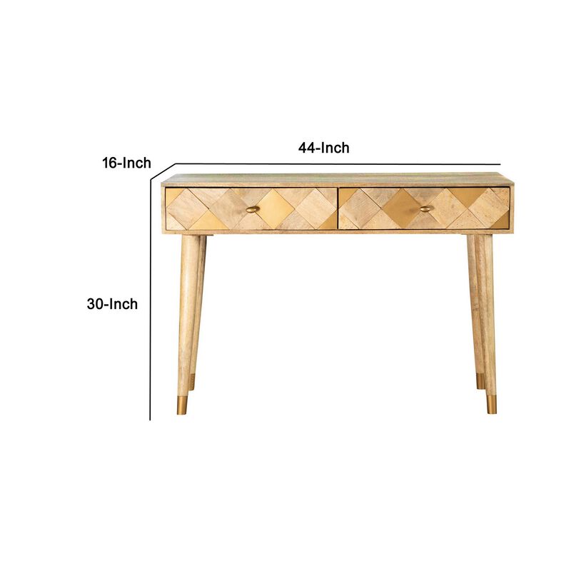 Liv 44 Inch Rectangular Storage Console Table, Tapered Legs, Natural Brown-Benzara