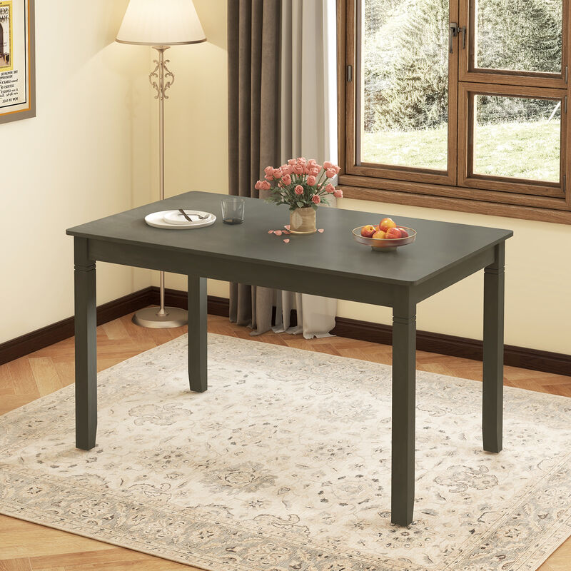 Compact Rectangular Dining Table for 4 People &ndash; Wood and Rubber Wood Legs