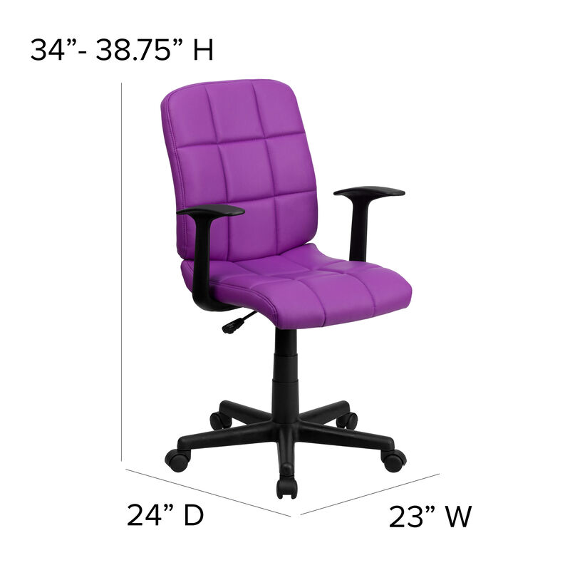 Clayton Mid-Back Quilted Vinyl Swivel Task Office Chair with Arms image number 4