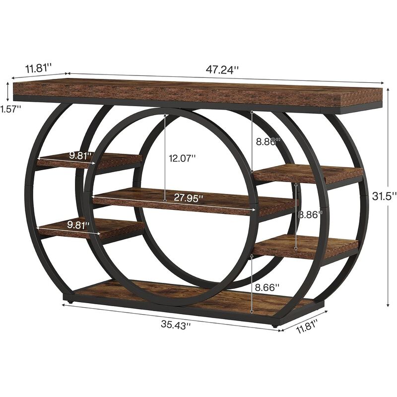 Tribesigns Industrial 5-Tier Wood Console Table with Metal Frame image number 4