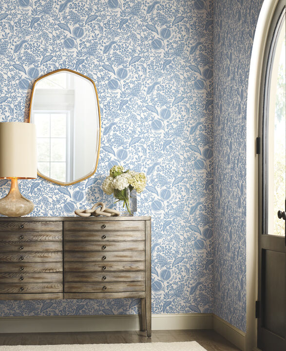 Pomegranate White & Blue Wallpaper