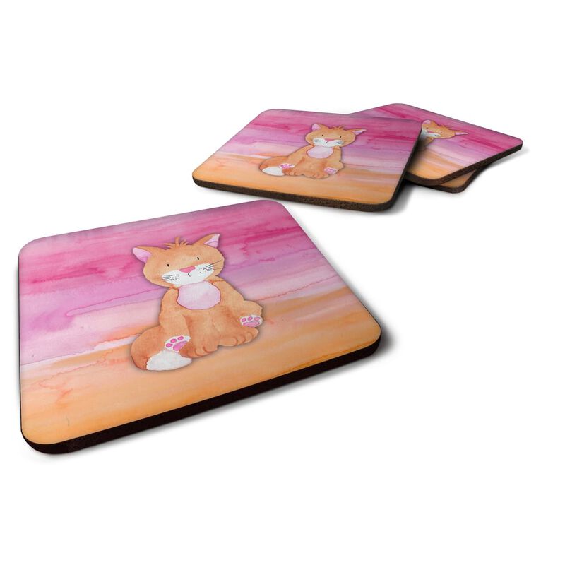 Caroline's Treasures Orange Cat Watercolor Decorative coasters, 3.5, Multicolor