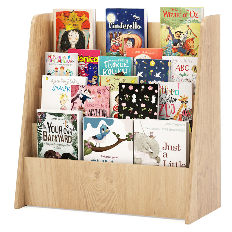 4-Tier Kids Bookshelf &ndash; Deep Storage Compartments for Bedroom or Playroom