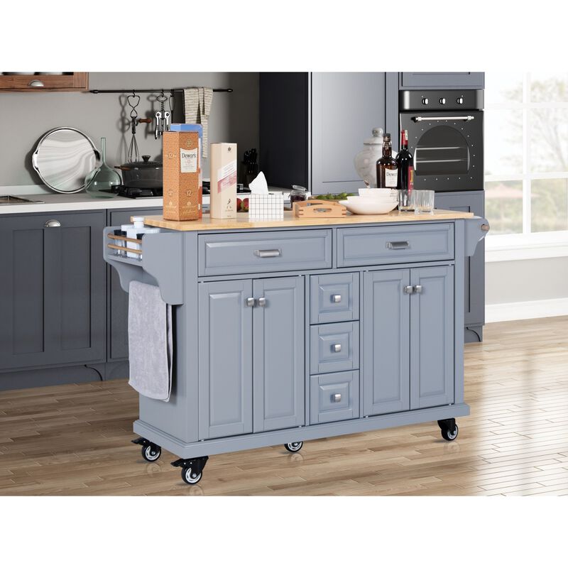 Streamdale Cambridge Natural Wood Top Kitchen Island with Storage image number 1