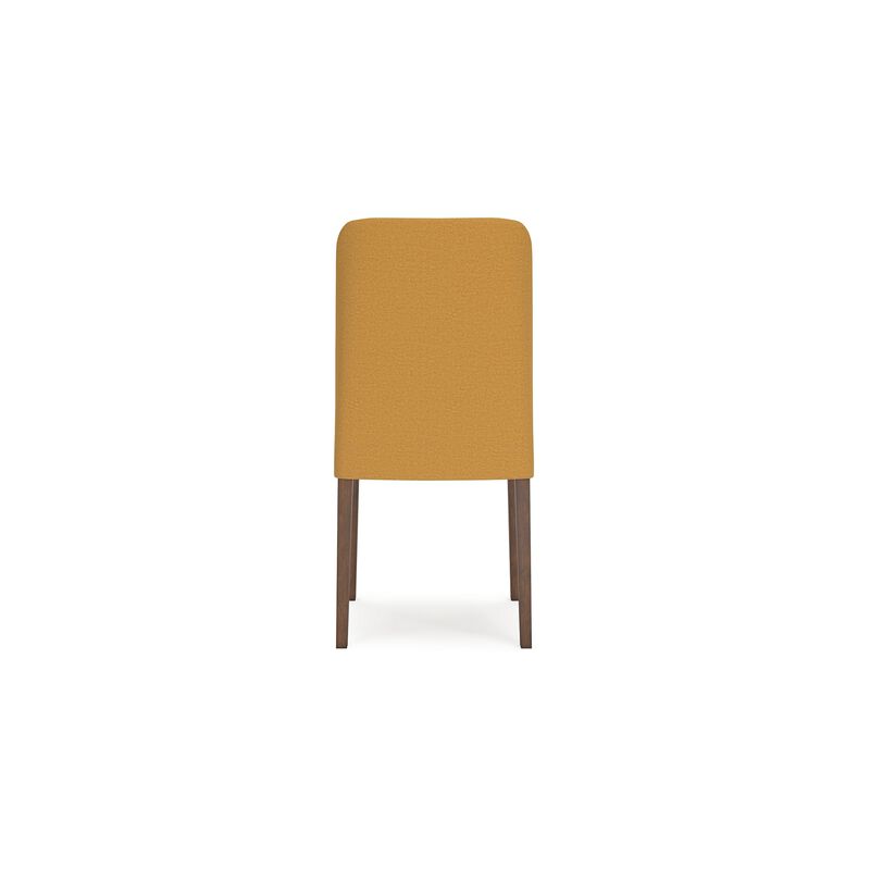 Jeyn Dining Side Chair Set of 2, Solid Hardwood, Yellow Polyester - Benzara