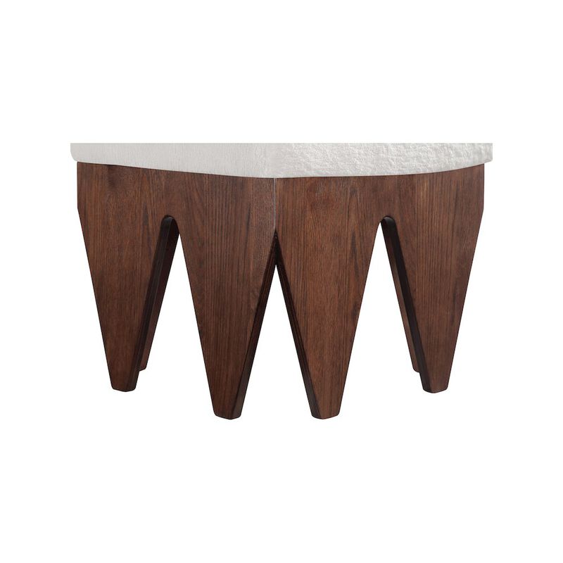 Meridian Furniture Altair Cream Velour Fur Fabric Bench