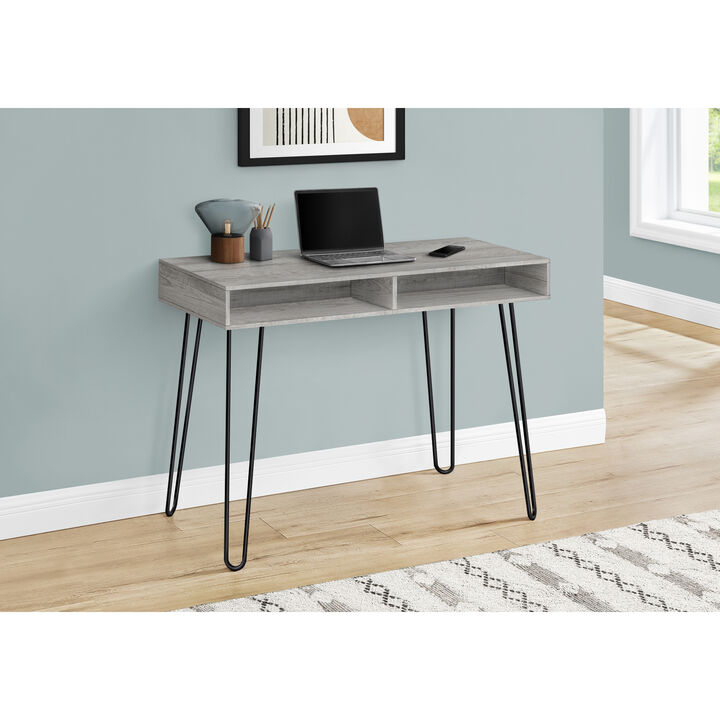 Monarch Specialties I 7773 Computer Desk, Home Office, Laptop, Left, Right Set-up, Storage Drawers, 40"L, Work, Metal, Laminate, Grey, Black, Contemporary, Modern
