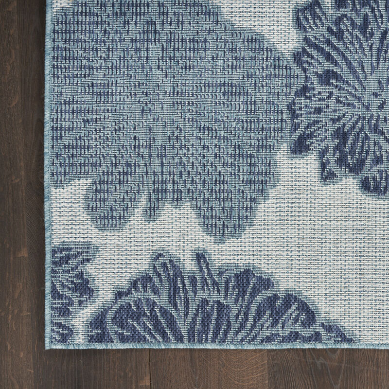 HomeRoots 6' X 9' Navy Blue And Ivory Floral Indoor Outdoor Area Rug image number 2