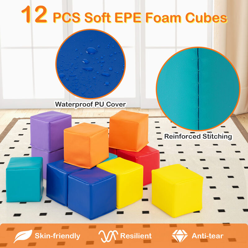 Kids 12-Piece Soft Foam Climbing Blocks and Cubes Play Set image number 5