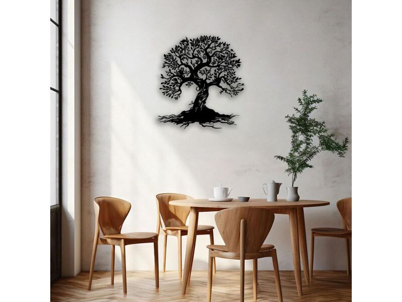 Tree of Life Metal Wall Art Black Decor for Living Room, Bedroom, Office image number 1