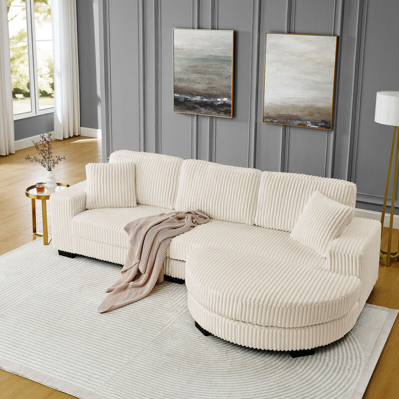 Merax Convertible Loveseat Sofa Bed with Arc Footstool image number 4