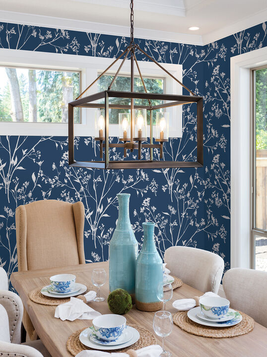 Southport Navy Delicate Branches Wallpaper