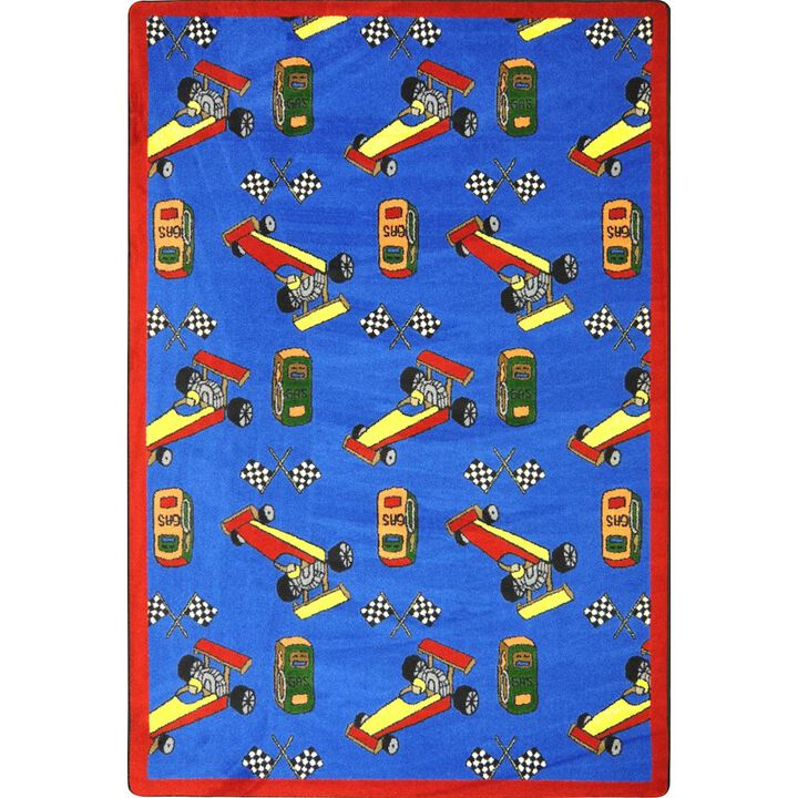 Joy Carpets Playful Patterns Pit Stop  Area Rug in Color Blue