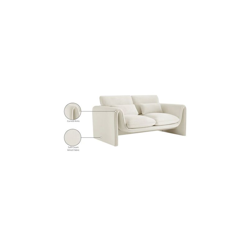 Meridian Furniture Sloan Cream Velvet Fabric Loveseat