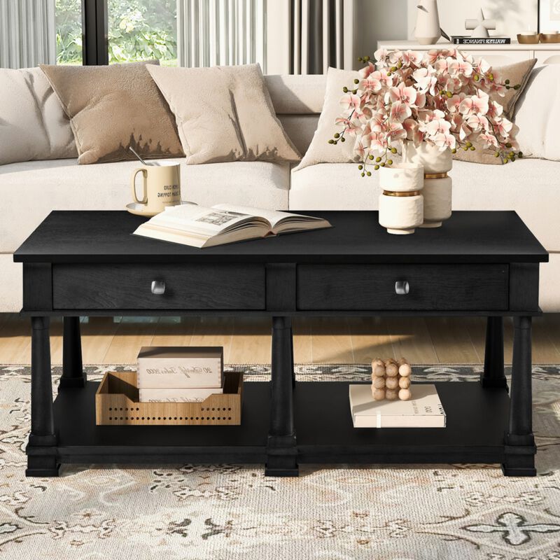Grordo Farmhouse Wooden Coffee Table image number 3