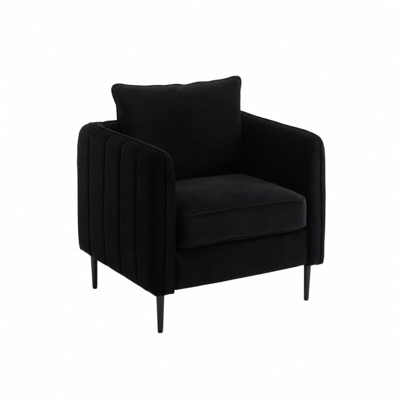 GOODSILO Mid-Century Modern Velvet Accent Chair Comfy Single Armchair with Pillow and Metal Legs for Living Room Bedroom Office image number 0