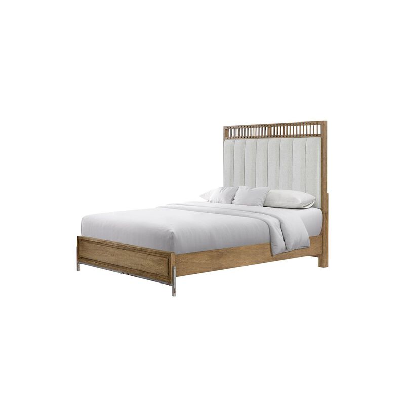 Aurora King Uph & Leather Panel Bed