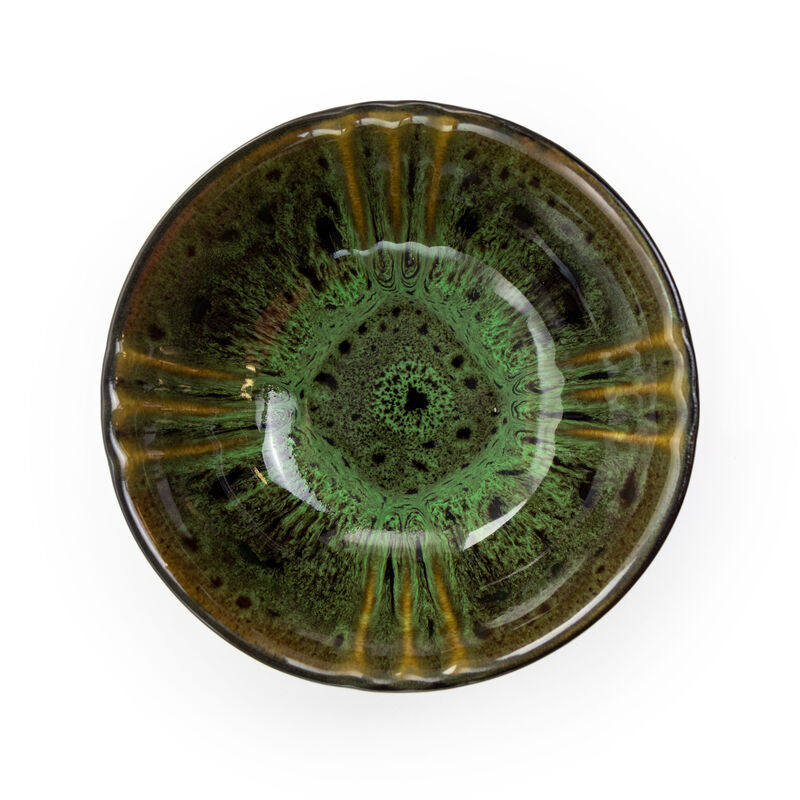 Elama Jade Waves 16 Piece Stoneware Dinnerware Set in Green