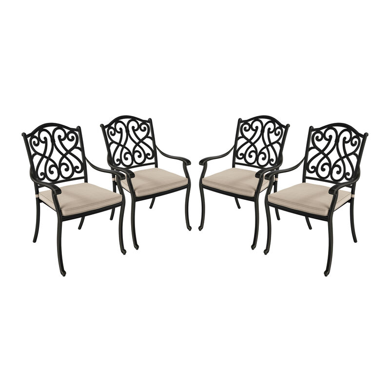 Mondawe 4 Piece Cast Aluminum Outdoor Dining Chairs with Cushion