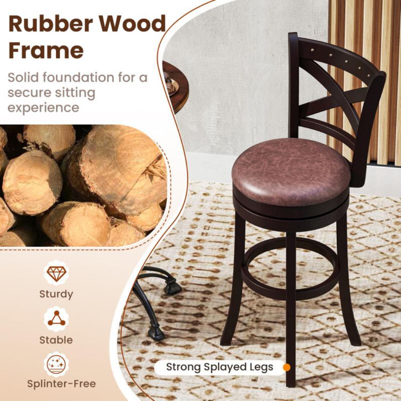 Hivvago Swivel Bar Stools Set of 2 Bar Chairs with Padded Seat