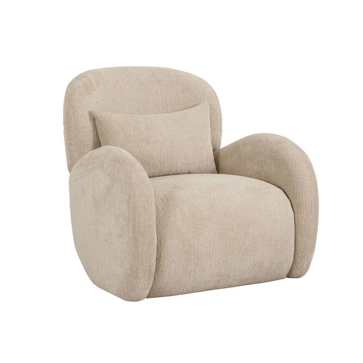 Pasargad Home Moderno Accent Chair with Pillow, Beige