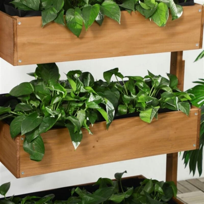4-Tier Vertical Wooden Planter Box for Raised Garden Beds