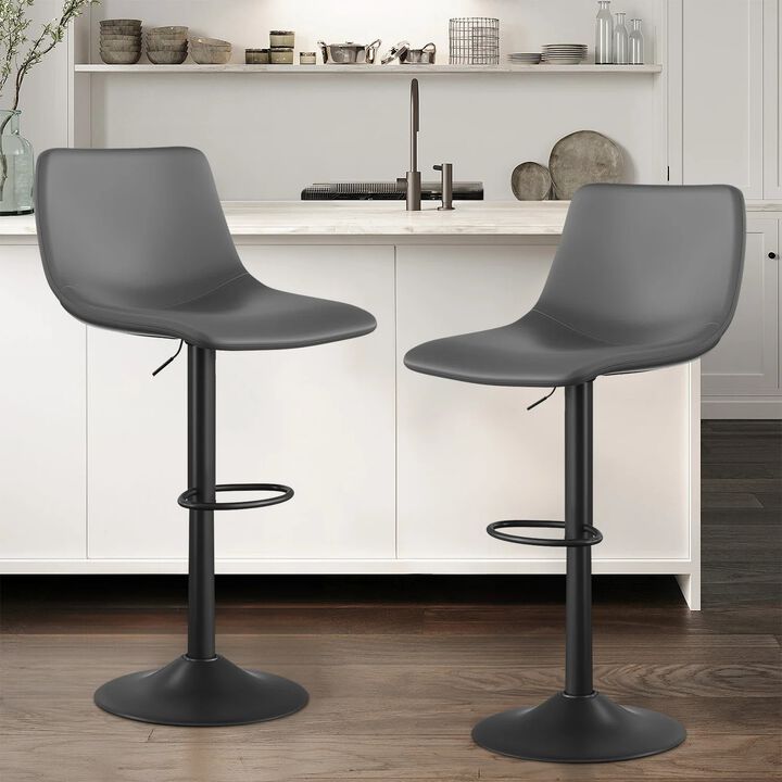Leather Adjustable Swivel Bar Stools Set of 2, Commercial-Grade Counter Height Stools with Back, 360&deg; Swivel Kitchen Island Chairs for Home, Cafe